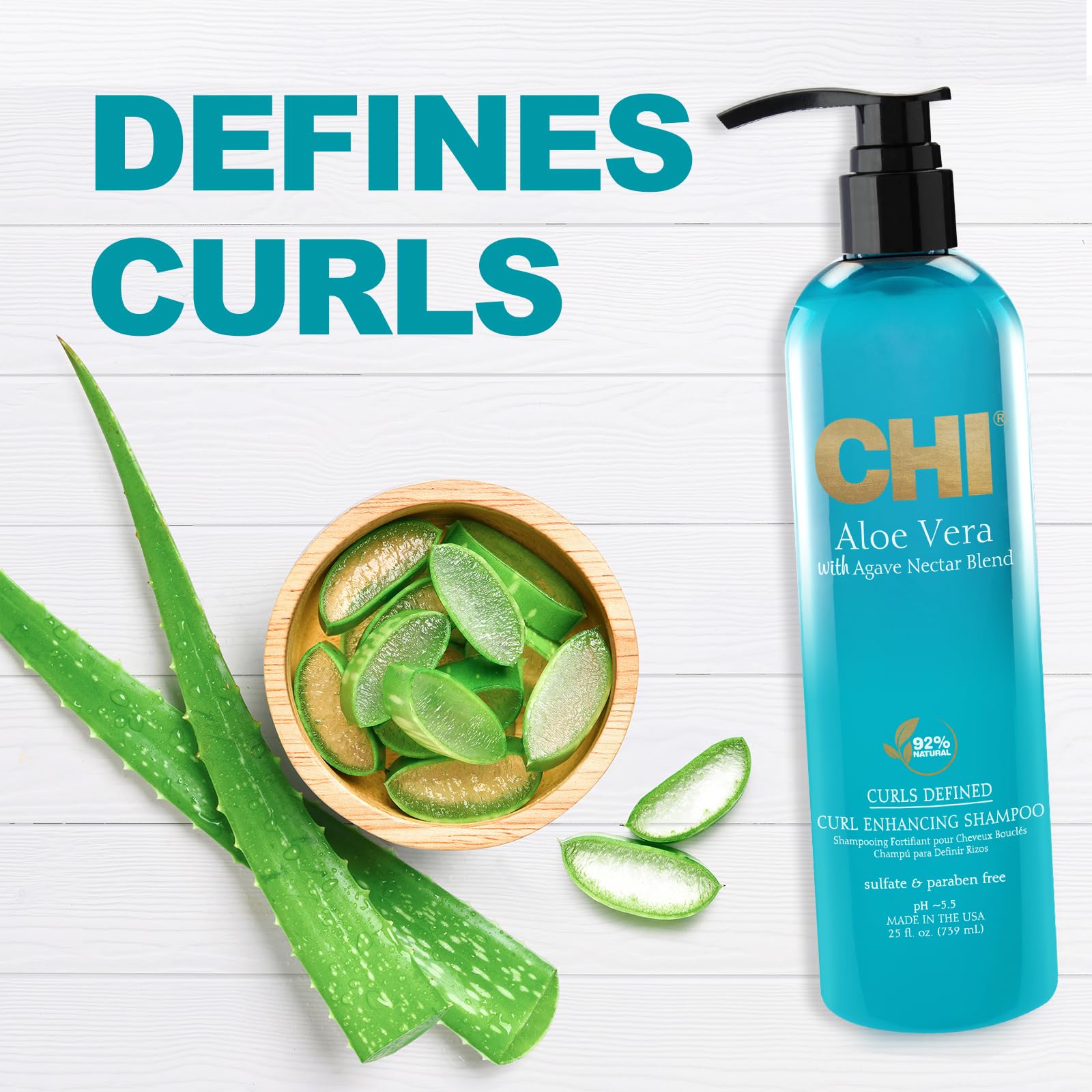 CHI Aloe Vera with Agave Nectar Curls Defined Curl Enhancing Shampoo 739ml/25oz